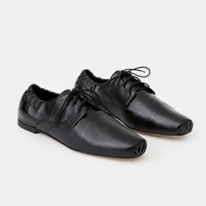 Patent lace up ballet flat